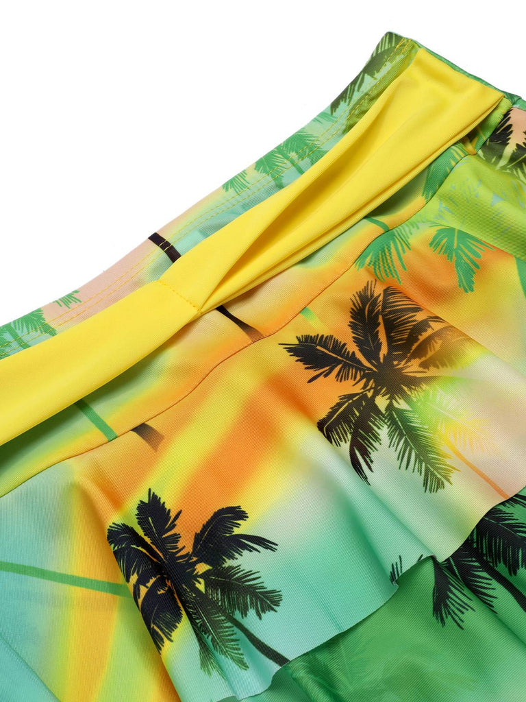1950s Solid Top & Double Layer Printing Swimsuit, vintage top, retro blouse - perfect for women who love vintage and retro fashion