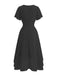 1950s-Solid-V-Neck-Ruffle-Sleeve-Chiffon-Asymmetrical-Dress, vintage, retro, dress