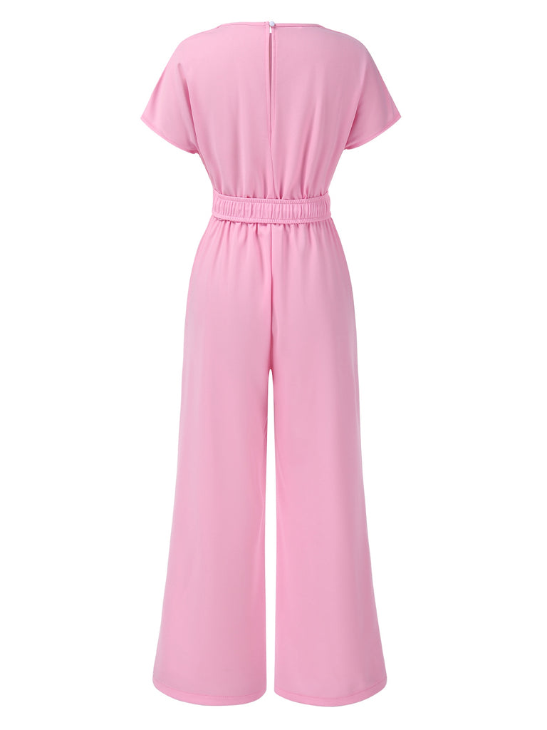 1950s Solid VNeck Belted Jumpsuit | 1950s | vintage romper, retro jumpsuit