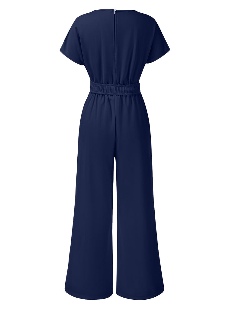 1950s Solid VNeck Belted Jumpsuit | 1950s | vintage romper, retro jumpsuit