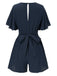 1950s Solid V-Neck Cotton Flounce Sleeve Romper - vintage jumpsuit, retro fashion