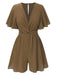 1950s Solid V-Neck Cotton Flounce Sleeve Romper, vintage romper, retro jumpsuit - perfect for women who love vintage and retro fashion