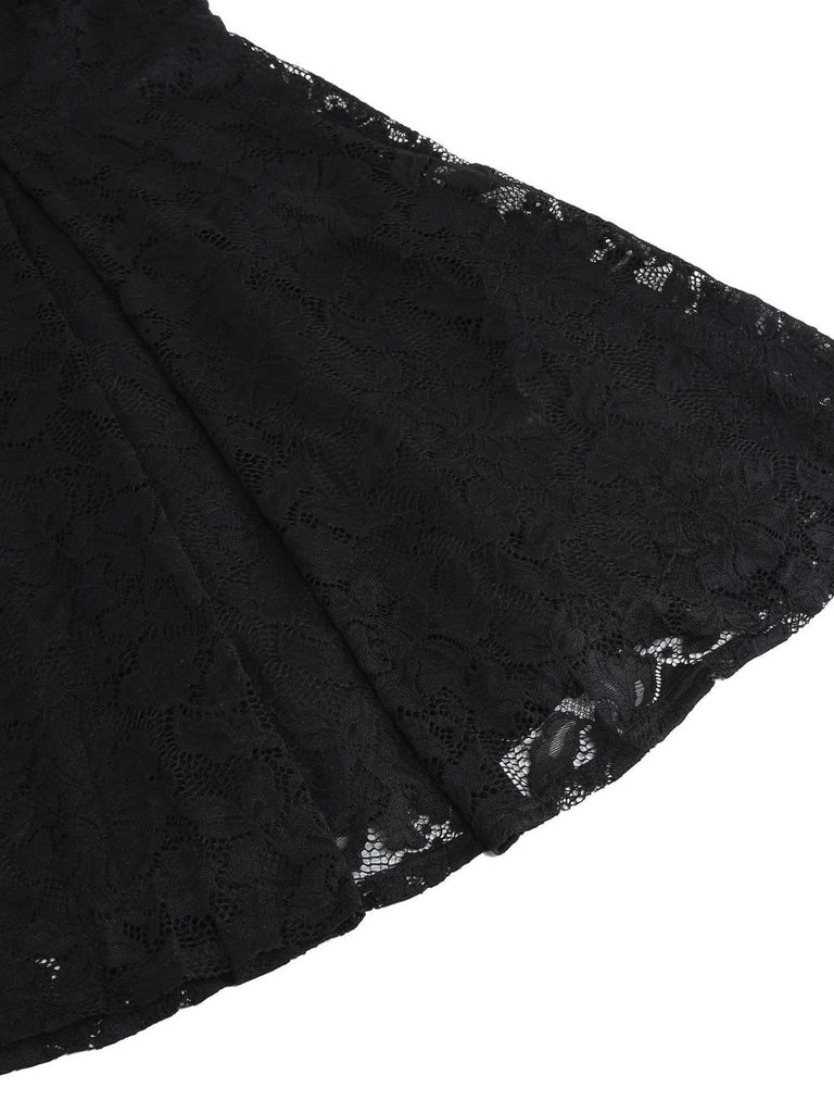 1950s Solid V-Neck Sleeveless Lace Dress - vintage dress, retro fashion, rockabilly