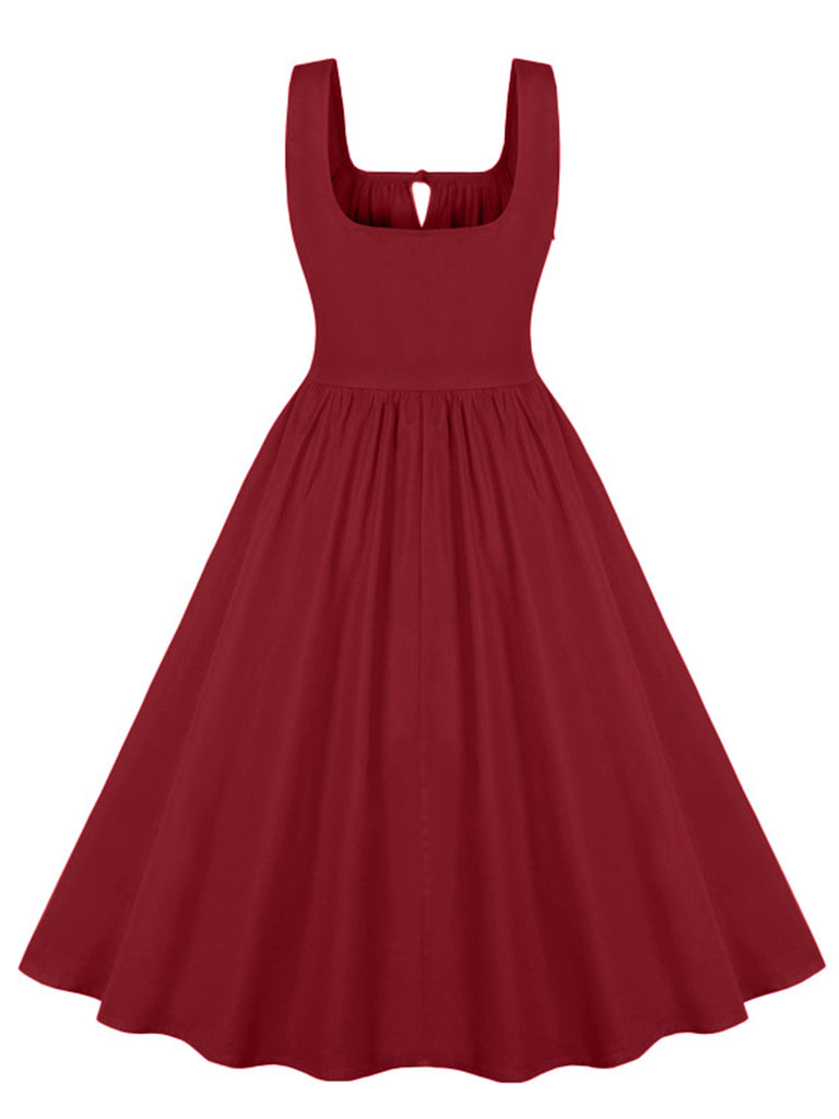 1950s Solid Wide Strap Dress, vintage dress, retro fashion, rockabilly, pin-up fashion - perfect for women who love vintage and retro fashion