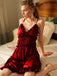 This 1950s Solid Wrinkle Spaghetti Straps Nightgown wraps her in 1950s elegance, one twirl at a time