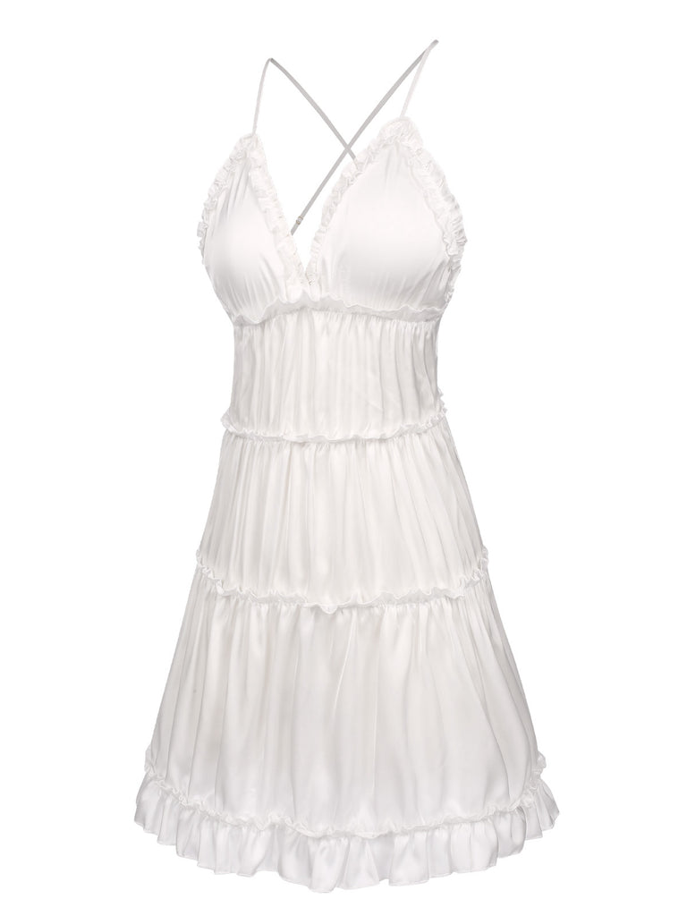 1950s Solid Wrinkle Spaghetti Straps Nightgown, vintage fashion, retro style - perfect for women who love vintage and retro fashion