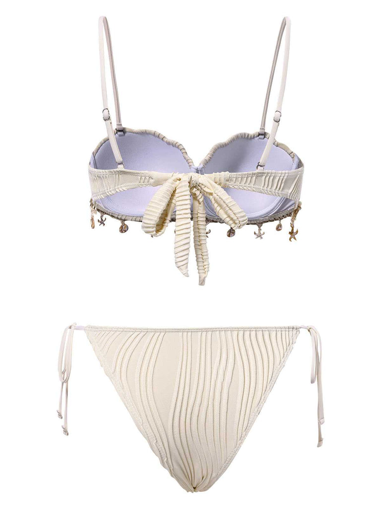 This 1950s Spaghetti Strap Beach Seashell Starfish Bikini carries 1950s vacation dreams in every stitch