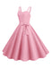 1950s Spaghetti Strap Bow Decor Solid Dress, vintage dress, retro fashion, rockabilly, pin-up fashion - perfect for women who love vintage and retro fashion