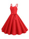 1950s Spaghetti Strap Bow Decor Solid Dress, vintage dress, retro fashion, rockabilly, pin-up fashion - perfect for women who love vintage and retro fashion