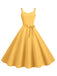 This 1950s Spaghetti Strap Bow Decor Solid Dress wraps her in 1950s elegance, one twirl at a time