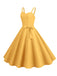 1950s Spaghetti Strap Bow Decor Solid Dress, vintage dress, retro fashion, rockabilly, pin-up fashion - perfect for women who love vintage and retro fashion