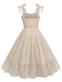 She slips into this 1950s Spaghetti Strap Bow Leaves Mesh Dress and suddenly it's a 1950s daydream
