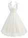 This 1950s Spaghetti Strap Bow Leaves Mesh Dress wraps her in 1950s elegance, one twirl at a time