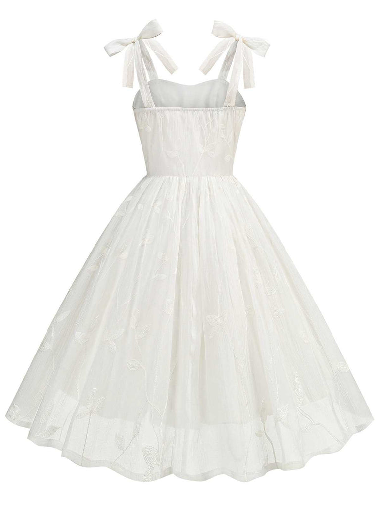 1950s Spaghetti Strap Bow Leaves Mesh Dress — the kind of 1950s dress that makes strangers smile