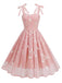 1950s Spaghetti Strap Bow Leaves Mesh Dress — a 1950s silhouette that turns sidewalks into runways