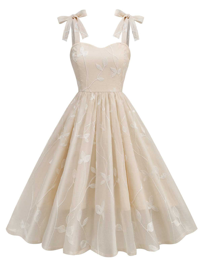 1950s Spaghetti Strap Bow Leaves Mesh Dress — the kind of 1950s dress that makes strangers smile