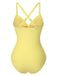 1950s Spaghetti Strap Cross-Back One-Piece Swimsuit: 1950s Riviera elegance, reimagined for her