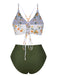 This 1950s Spaghetti Strap Floral Swimsuit carries 1950s vacation dreams in every stitch