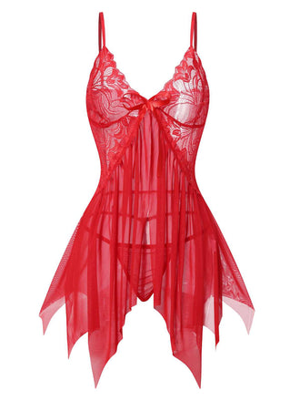 She slips into this 1950s Spaghetti Strap Lace Mesh Nightgown and suddenly it's a 1950s daydream