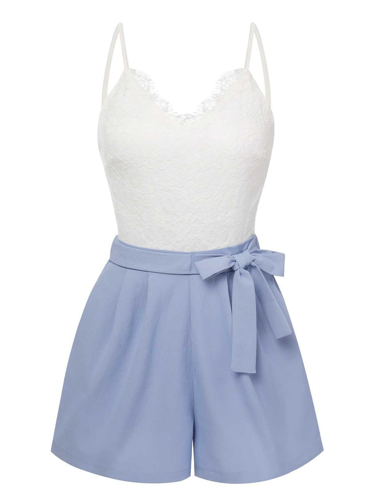 She finds her 1950s story in this 1950s Spaghetti Strap Lace Patchwork Romper
