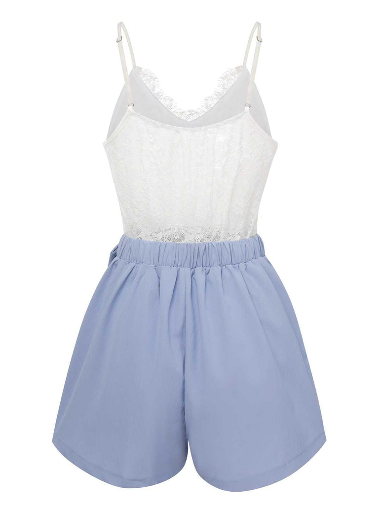 This 1950s Spaghetti Strap Lace Patchwork Romper whispers 1950s secrets to those who notice