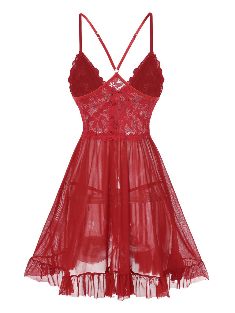 1950s Spaghetti Strap Lace Sheer | 1950s | vintage dress, retro fashion