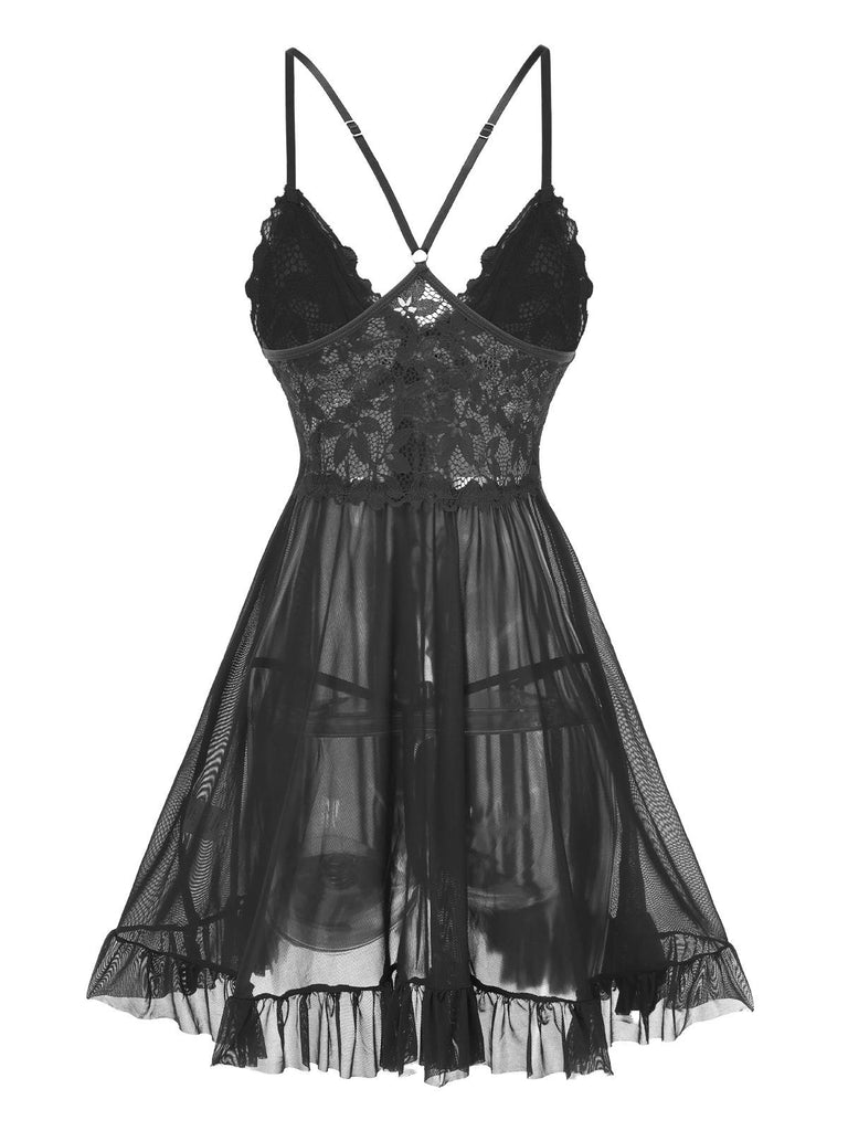 1950s Spaghetti Strap Lace Sheer | 1950s | vintage dress, retro fashion