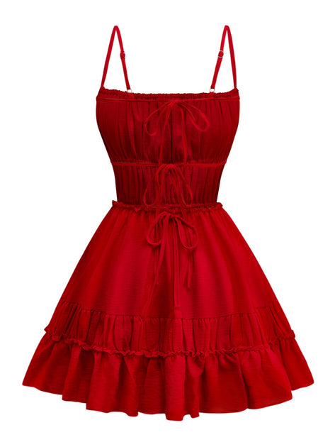 red spaghetti strap skater dress Waverly | RED Racer-Neck Sleeveless Skater Mini Dress