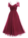 1950s Spaghetti Strap Off-Shoulder Mesh Dress: where 1950s romance meets her modern spirit