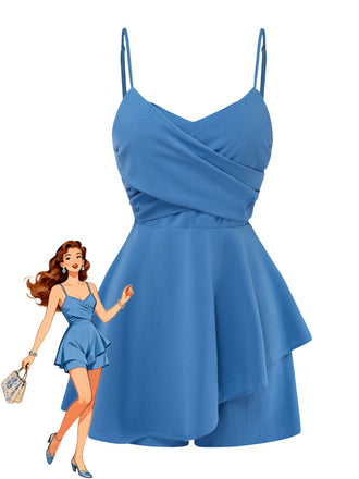 1950s Spaghetti Strap One Piece Romper 7