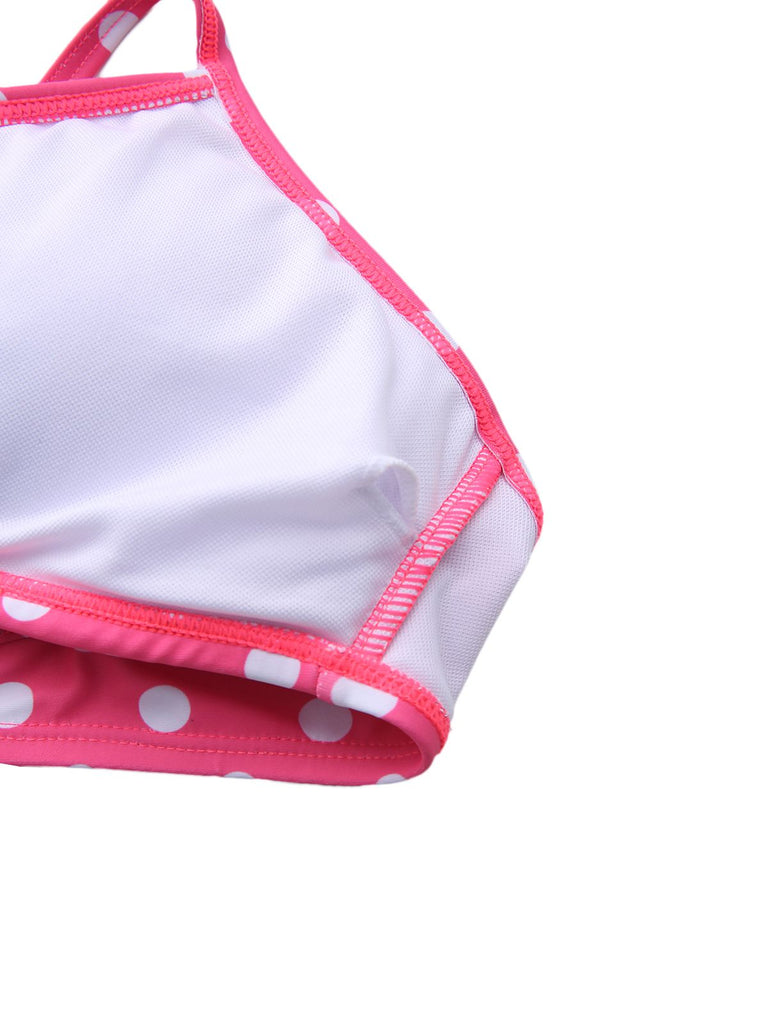 1950s Spaghetti Strap Polka Dot Striped Bow Bikini Set - vintage fashion, retro style