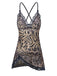 She slips into this 1950s Spaghetti Strap Slit Leopard Lace Nightgown and suddenly it's a 1950s daydream
