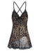 This 1950s Spaghetti Strap Slit Leopard Lace Nightgown wraps her in 1950s elegance, one twirl at a time
