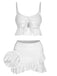 1950s Spaghetti Strap Solid Ruffles Swimsuit & Cover-Up, vintage swimsuit, pin-up swimwear - perfect for women who love vintage and retro fashion