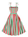 1950s Spaghetti Strap Stripes Color-Patchwork Dress, vintage dress, retro fashion, rockabilly, pin-up fashion - perfect for women who love vintage and retro fashion