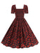 1950s Square Neck Heart Dots Dress: where 1950s romance meets her modern spirit