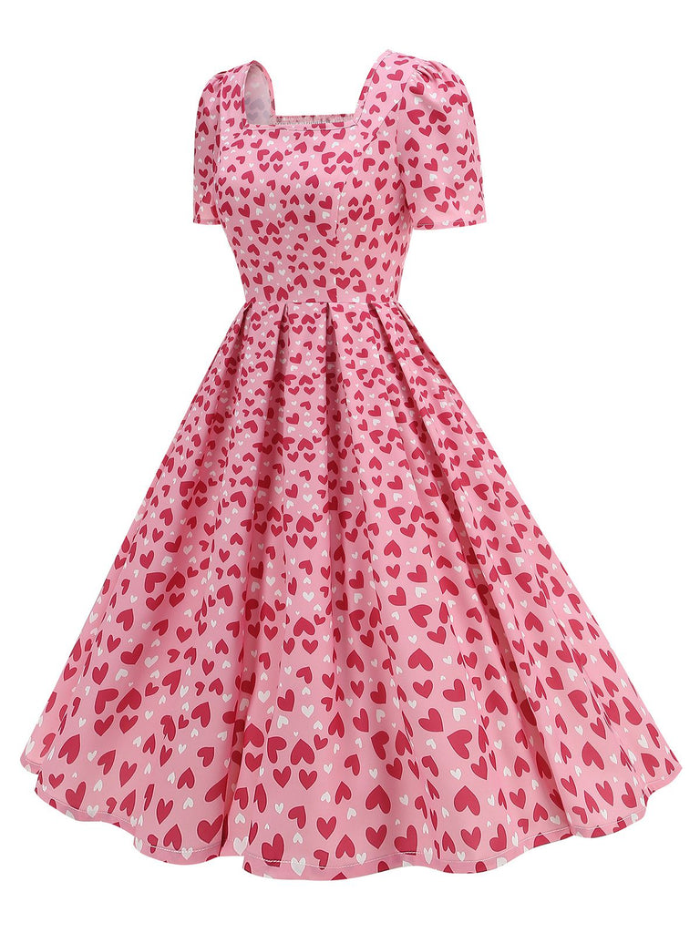 1950s Square Neck Heart Dots Dress — the kind of 1950s dress that makes strangers smile