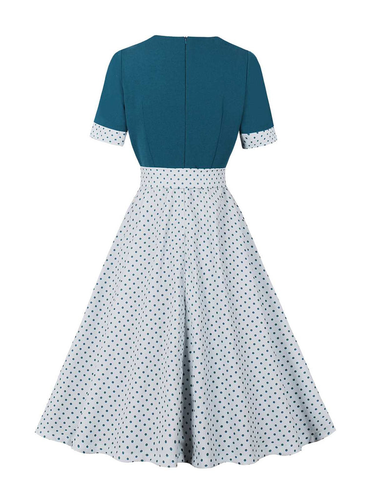 1950s Square Neck Polka Dots Bow Dress: where 1950s romance meets her modern spirit