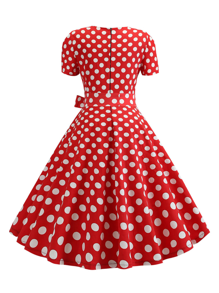 1950s Square Neck Short Sleeves Dress: where 1950s romance meets her modern spirit
