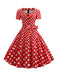 1950s Square Neck Short Sleeves Dress: where 1950s romance meets her modern spirit