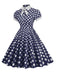 1950s Stand Collar Polka Dot Flared Dress — vintage elegance for the modern woman