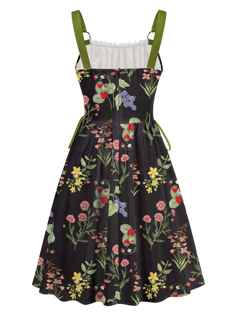 1950s Strap Floral Lace-Up Corset Dress | Retro Stage 1950s Strap Floral Lace-Up Corset Dress | Retro Stage
