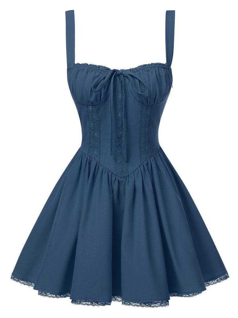 She slips into this 1950s Strap Lace-Up Corset Mini Dress and suddenly it's a 1950s daydream