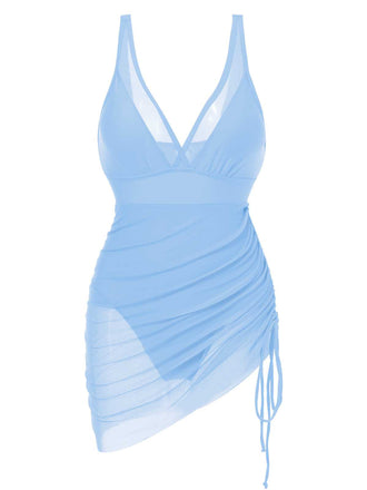 1950s Strap Sheer Mesh Solid One-Piece Swimsuit — because 1950s glamour never goes out of style