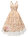 She slips into this 1950s Strap Square Neck Corset Floral Dress and suddenly it's a 1950s daydream