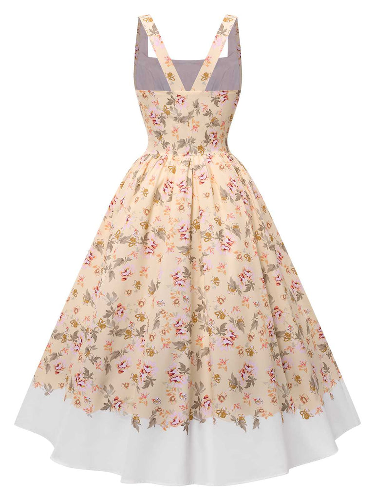 This 1950s Strap Square Neck Corset Floral Dress wraps her in 1950s elegance, one twirl at a time