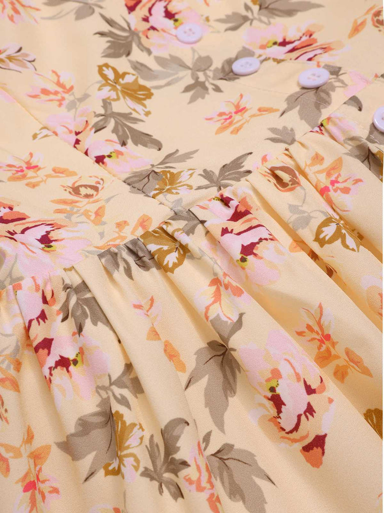 1950s Strap Square Neck Corset Floral Dress — the kind of 1950s dress that makes strangers smile