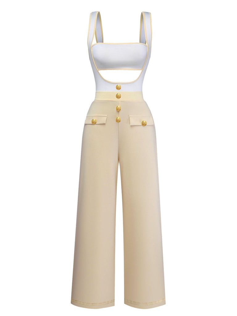 1950s Strapless Cut-Out Patchwork Jumpsuit Set - vintage jumpsuit, retro fashion