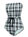 1950s Strapless Plaids One-Piece Swimsuit: 1950s Riviera elegance, reimagined for her