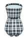 This 1950s Strapless Plaids One-Piece Swimsuit carries 1950s vacation dreams in every stitch